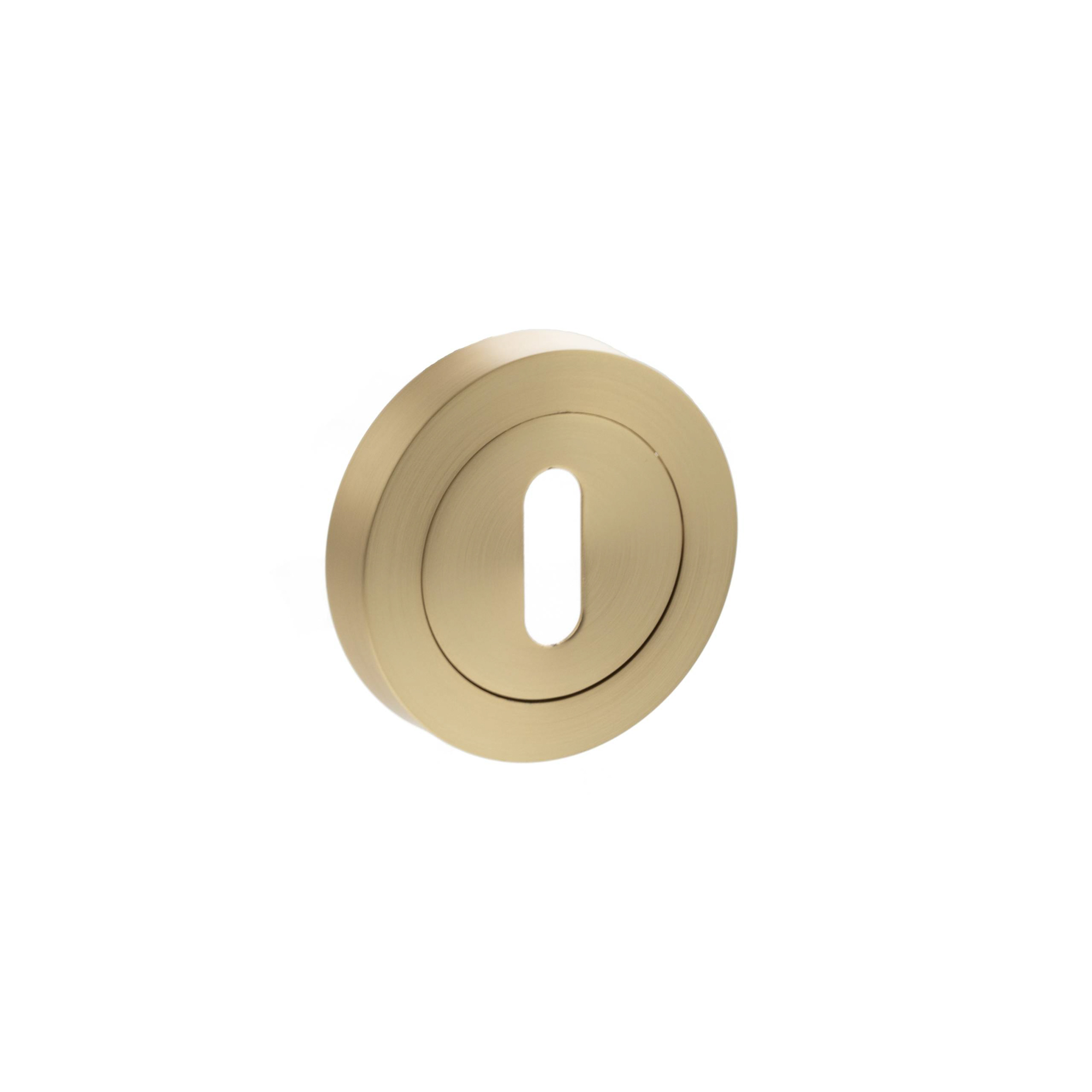 Key Escutcheons on Round Rose - Satin Brass 1 Key Escutcheons on Round Rose - Satin Brass